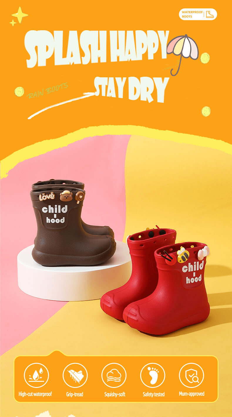 PuddleArmor Kids Rain Boots Made of eco-friendly EVA (40% lighter)